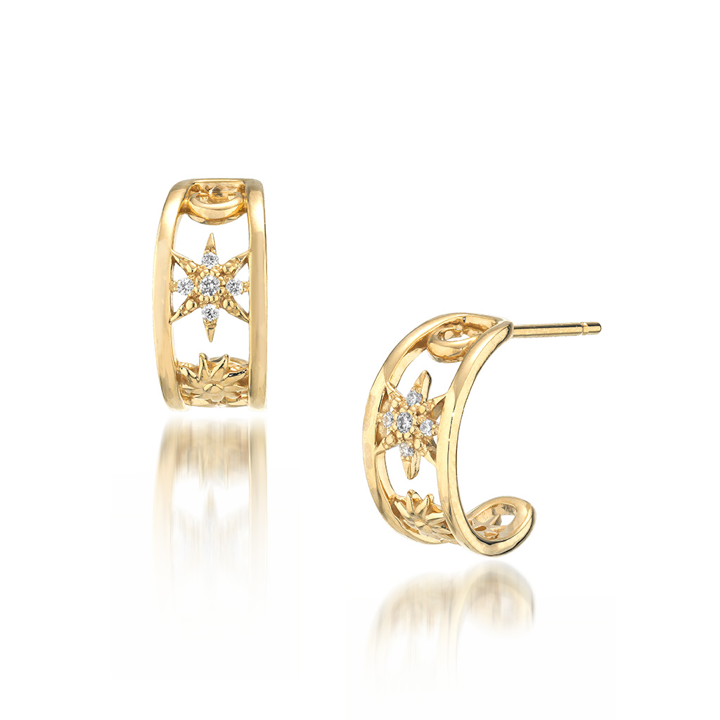 MOON＆SUN PIERCED EARRINGS(1ZP0945)K18 ピアス｜スタージュエリー