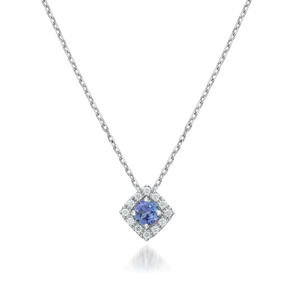 TANZANITE SQUARE HALO NECKLACE(2XN0469)Pt950 ネックレス｜スター