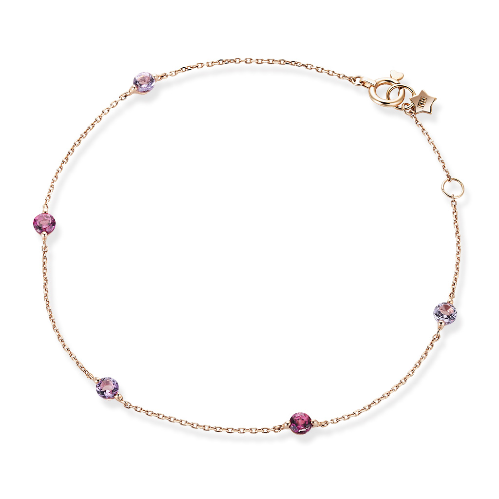 RHODORITE GARNET & PINK AMETHYST BRACELET(2JU0217)K10 ブレスレット
