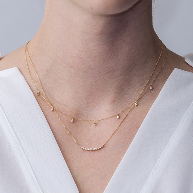 DIAMOND STATION NECKLACE(2ZN2452)K18 ネックレス｜スタージュエリー