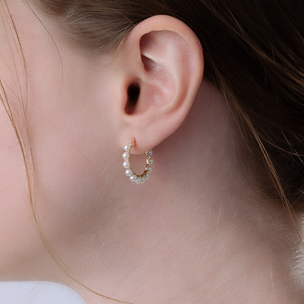 BABY PEARL HOOP PIERCED EARRING(L/片耳用)(2JP1011)K10 ピアス