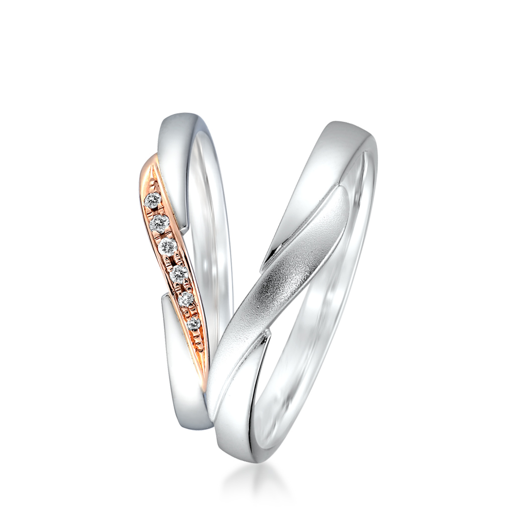 One Heart」MARRIAGE RING(2PR0585)Pt950/K18 マリッジリング｜スター