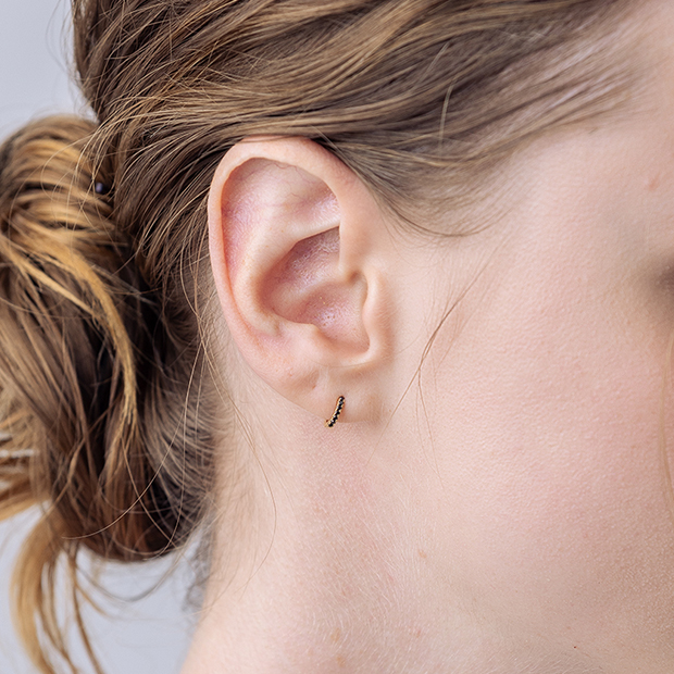 BLACK DIAMOND CLICK HOOP PIERCED EARRING(SS)(2ZP1630)K18 ピアス