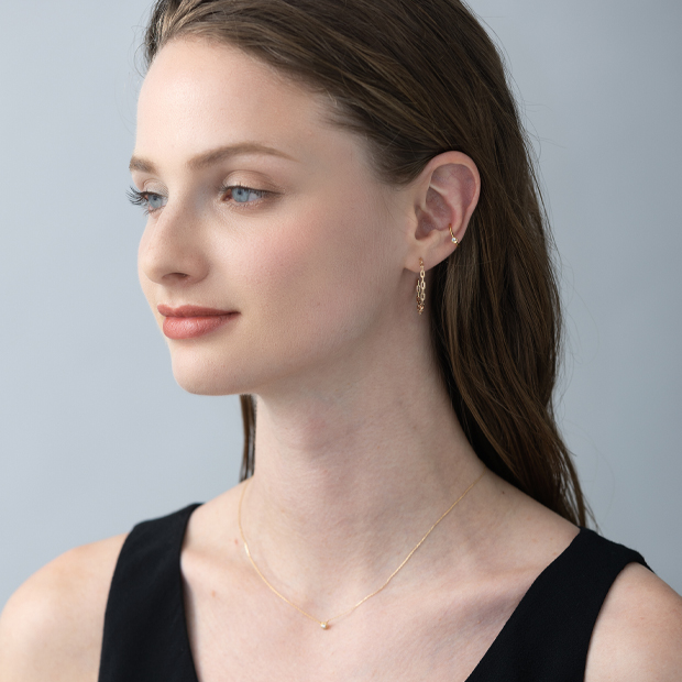 CLIP CHAIN HOOP PIERCED EARRINGS (L)(2JP0942)K10 ピアス｜スター