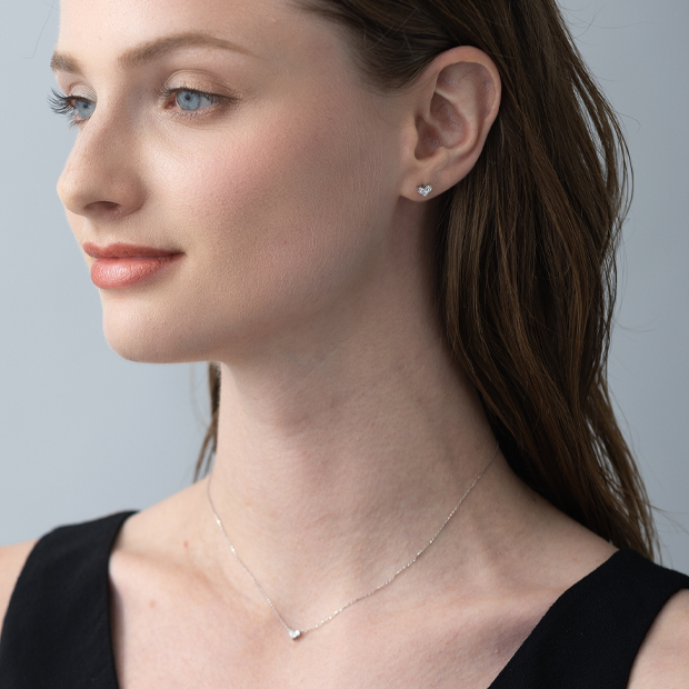 MYSTERIOUS HEART DIAMOND PIERCED EARRINGS 0.30ct(1XP0377)Pt950