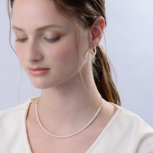 BABY PEARL HOOP PIERCED EARRING(L/片耳用)(2JP1011)K10 ピアス