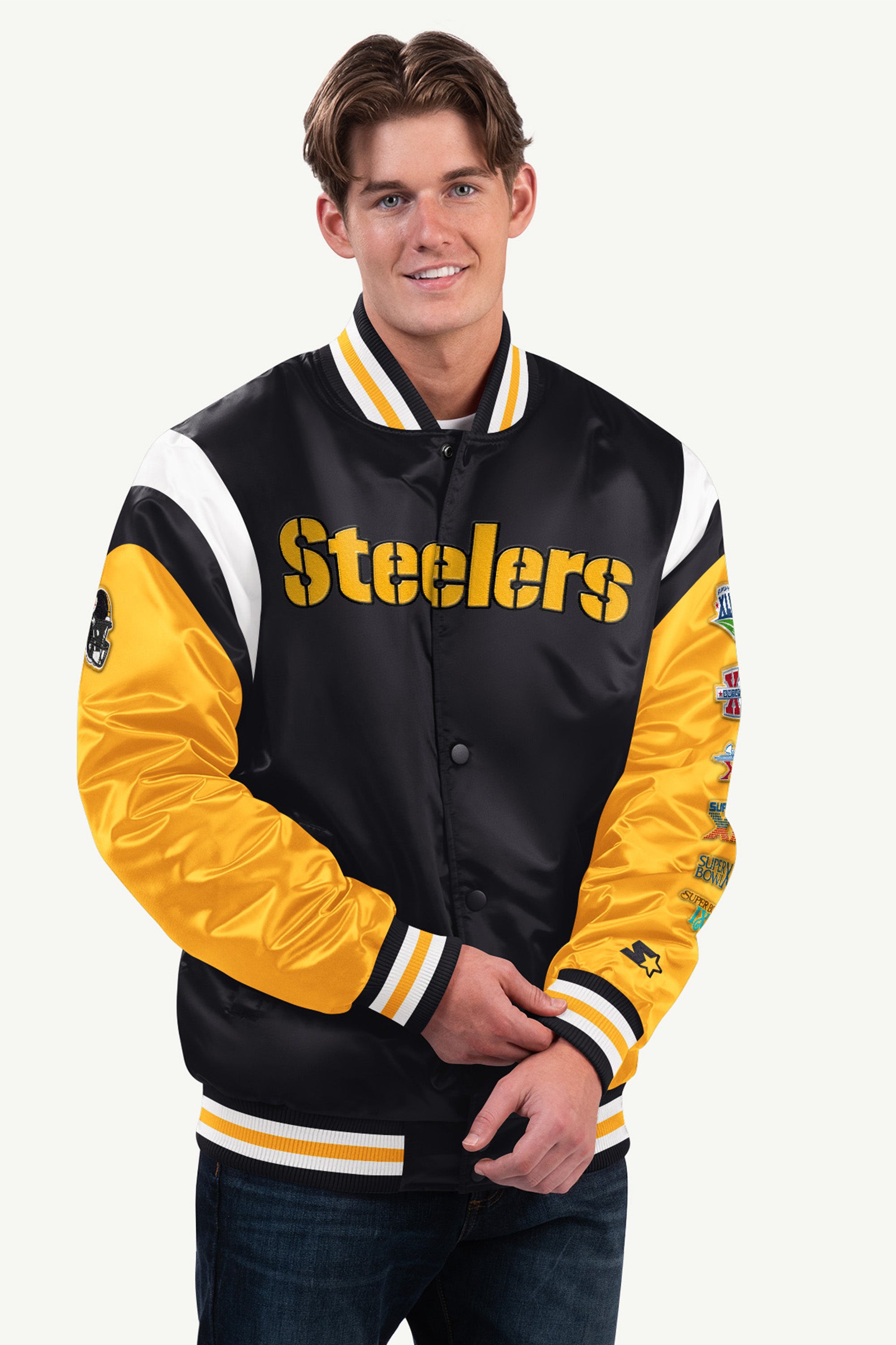 Mens Pittsburgh Steelers Satin Varsity Jacket | NFL | Starter