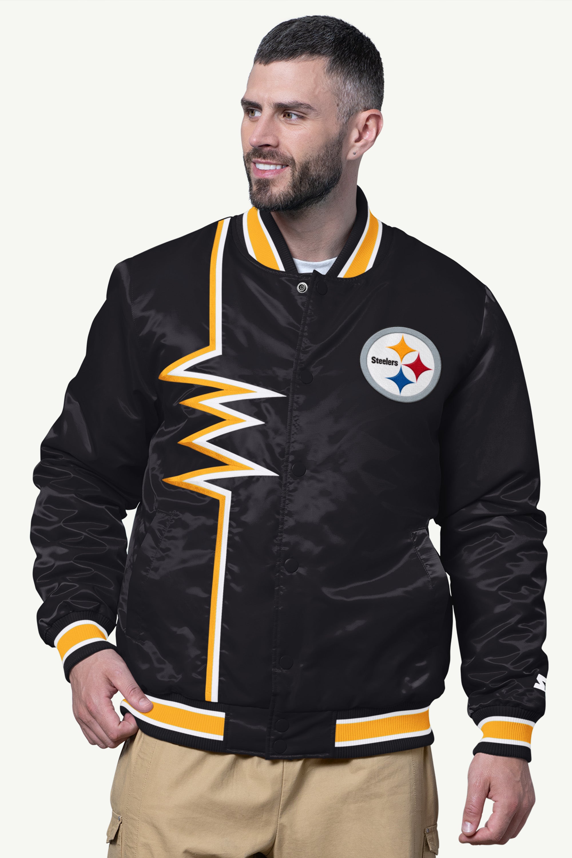 Mens Pittsburgh Steelers Shock Wave Satin Jacket | NFL | Starter
