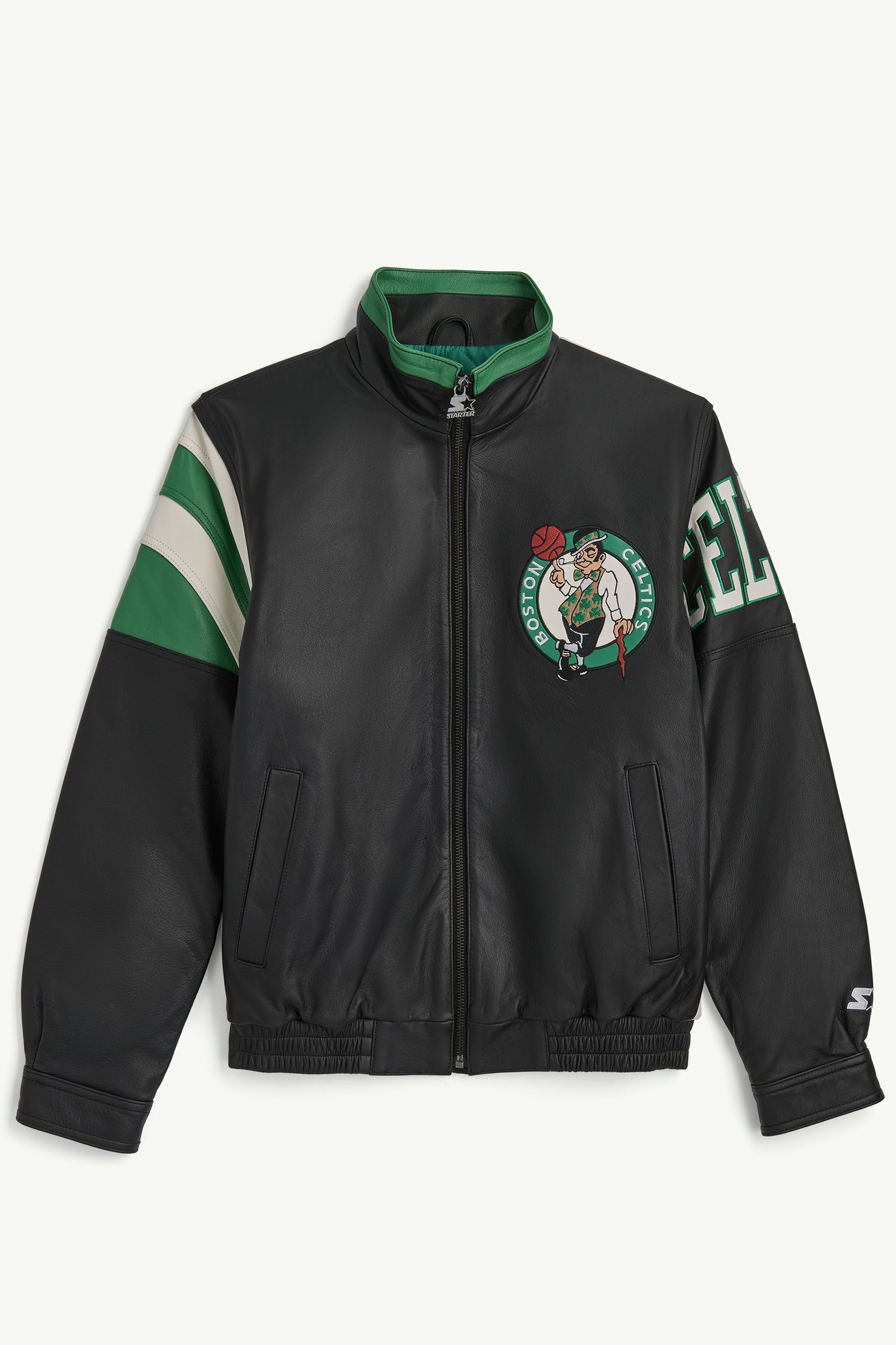 Boston Celtics Full Zip Leather Jacket | NBA | Starter