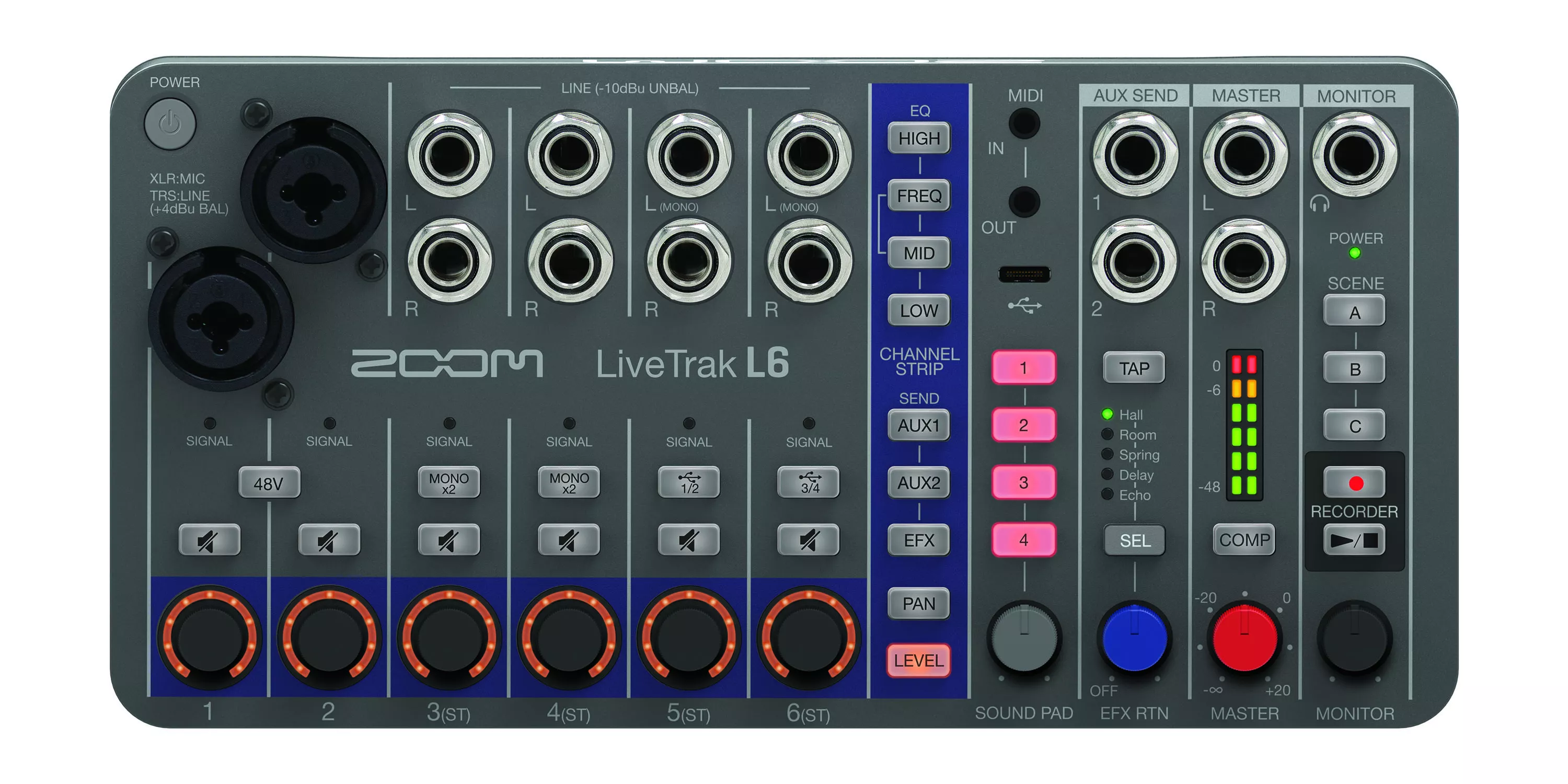 Zoom LiveTrak L6 Analog mixing desk