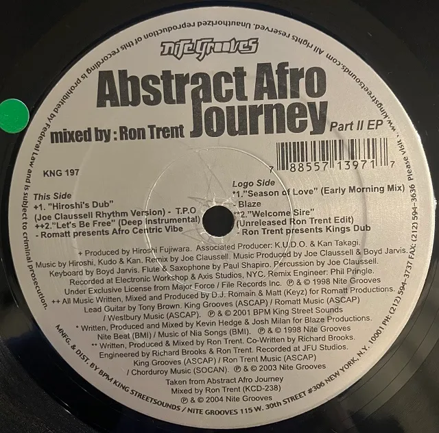 VARIOUS (T.P.O.） / ABSTRACT AFRO JOURNEY EP PART 2 [12inch