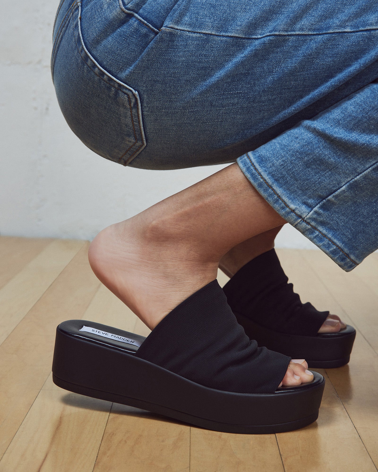 SLINKY Black Platform Slide Sandals | Women's Designer Sandals