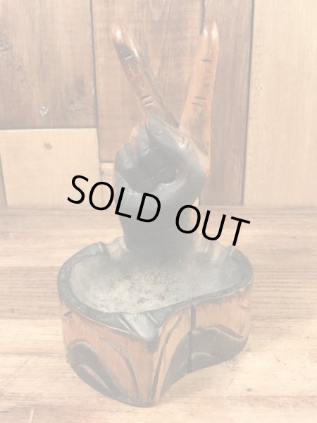 Peace Sign Wooden Ashtray ピースサイン ビンテージ アシュトレイ