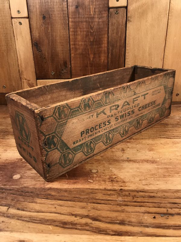Kraft Process Swiss Cheese Wood Cheese Box クラフト ビンテージ