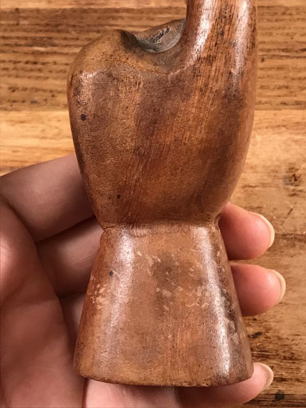 Wooden Peace Sign Figurine ピースサイン ビンテージ 置物 木彫り 70