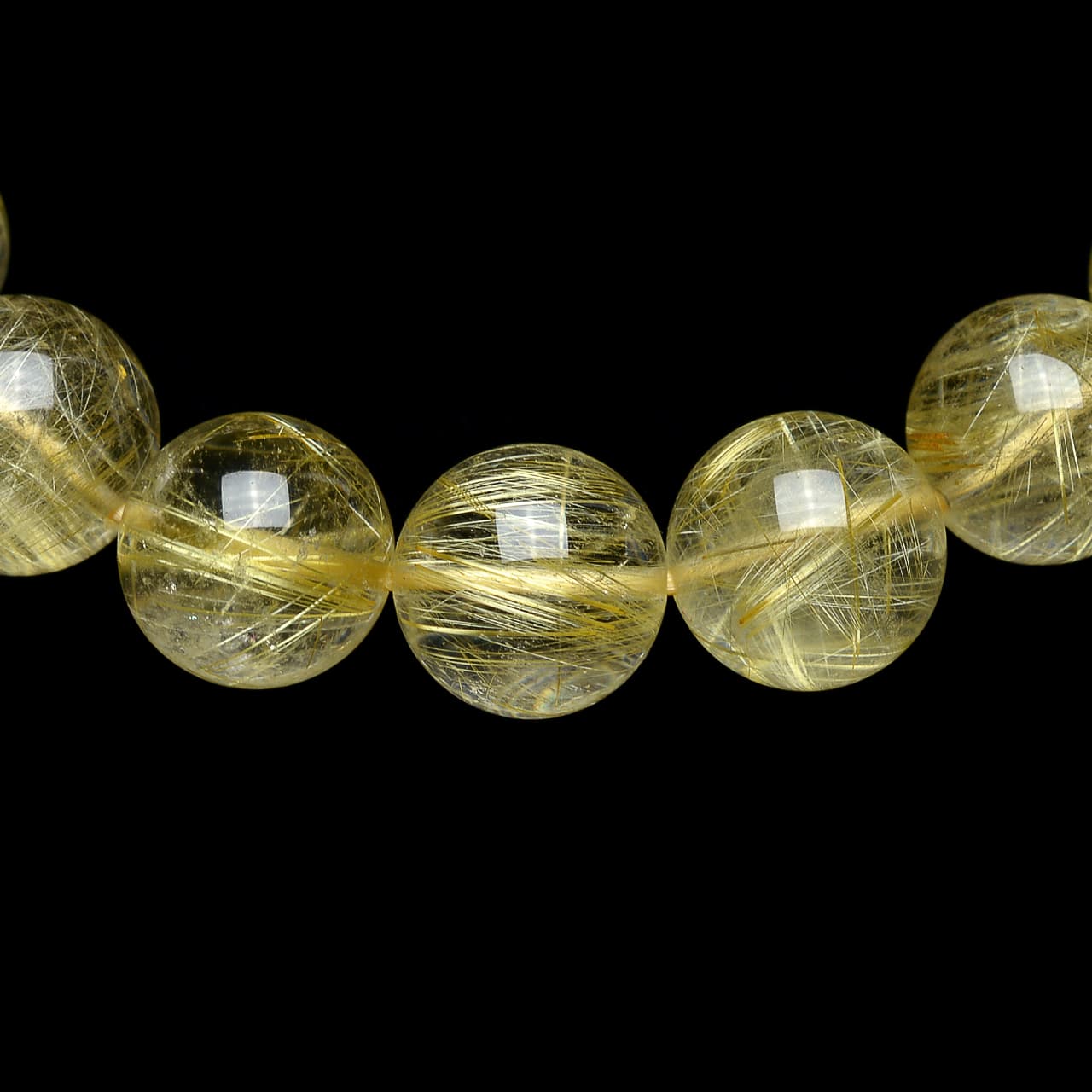 ゴールドルチルクォーツ(4Aランク) - 11.5mm玉、サイズ17cm | 天然石