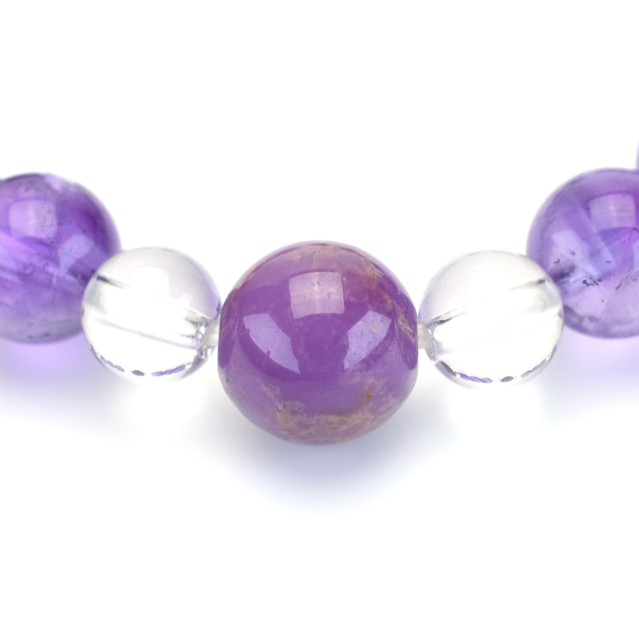 フォスフォシデライト、ラベンダーアメジスト(紫水晶)、水晶 - 9mm玉