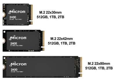 Micron 2400 M.2 PCIe Up to 2TB SSD Series With 176-Layer QLC NAND