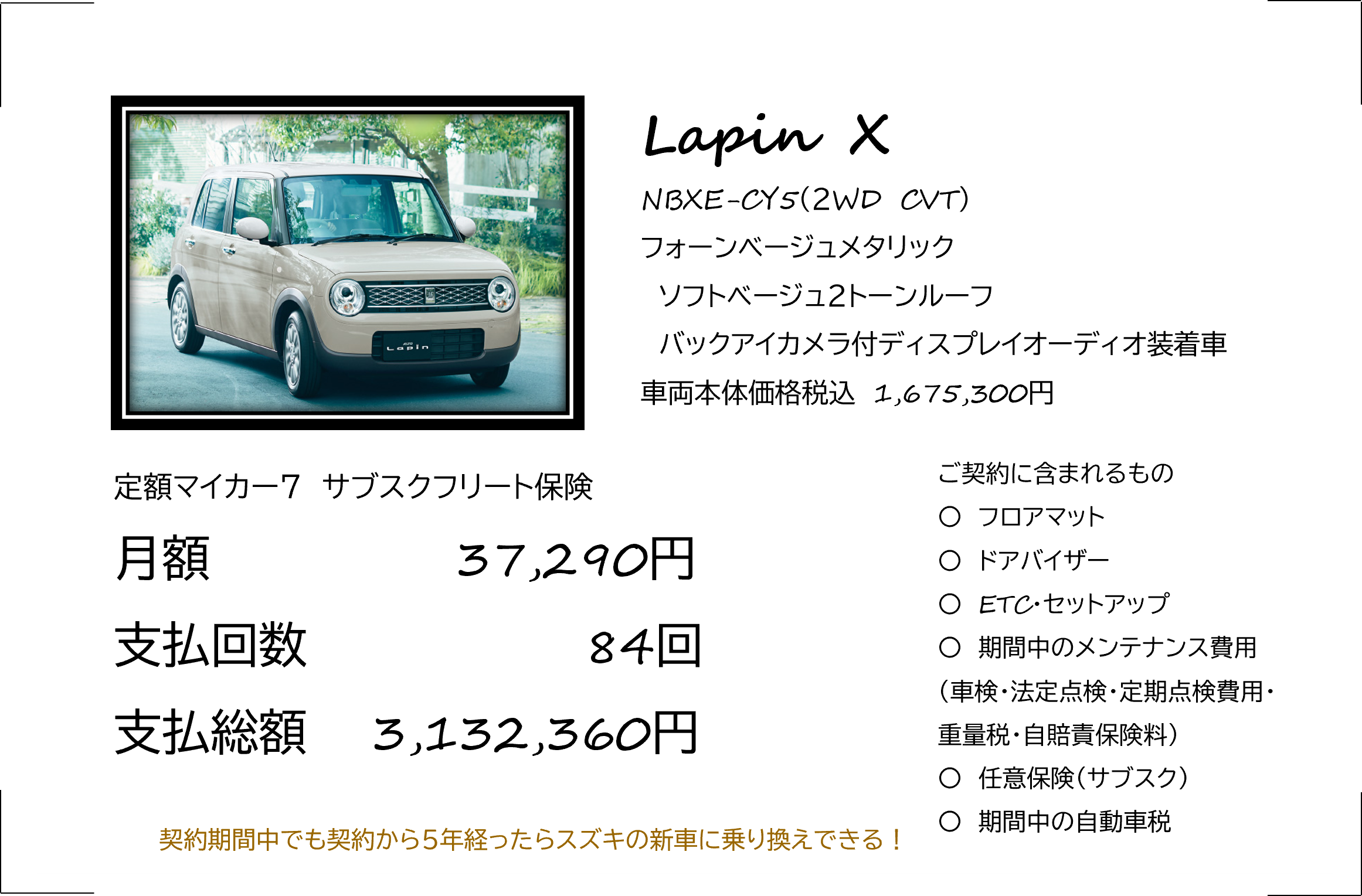 Lapin✕定額マイカー7 | お役立ちコンテンツ | スズキファイナンス