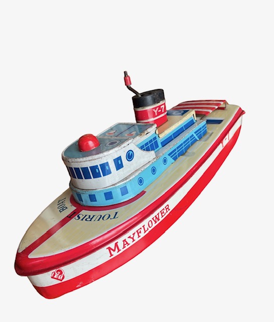 ヨネザワ玩具 TOURIST BOAT Y-7 MAYFLOWER ブリキ船玩具 日本製 当時物