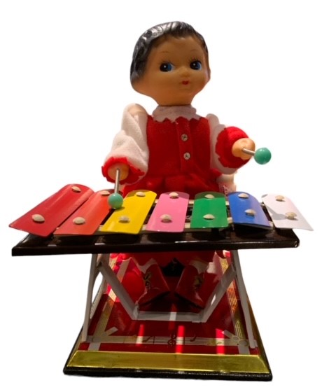 LITTLE PERFORMER ゼンマイ式鉄琴ブリキ 昭和おもちゃ 女の子 お人形