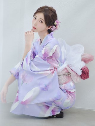 Riu sugar コラボ 大理石×百合柄浴衣 4点セット RIUコラボ浴衣 - sugar