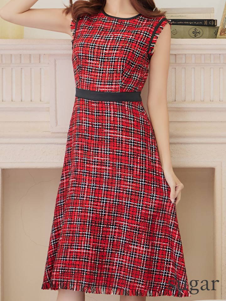 GINZA COUTURE/銀座クチュール】 ツイード/ ノースリーブ/ Aライン