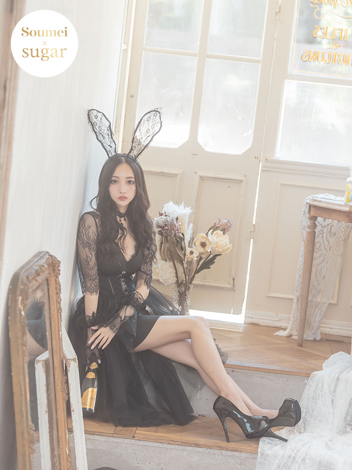 即日発送】ブラックバニーコスプレセット/ショートインロング【sugar