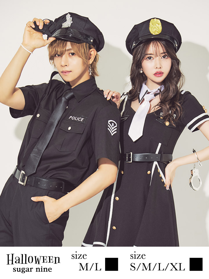 即日発送】メンズブラックポリス【sugar nineハロウィンコスプレ5点