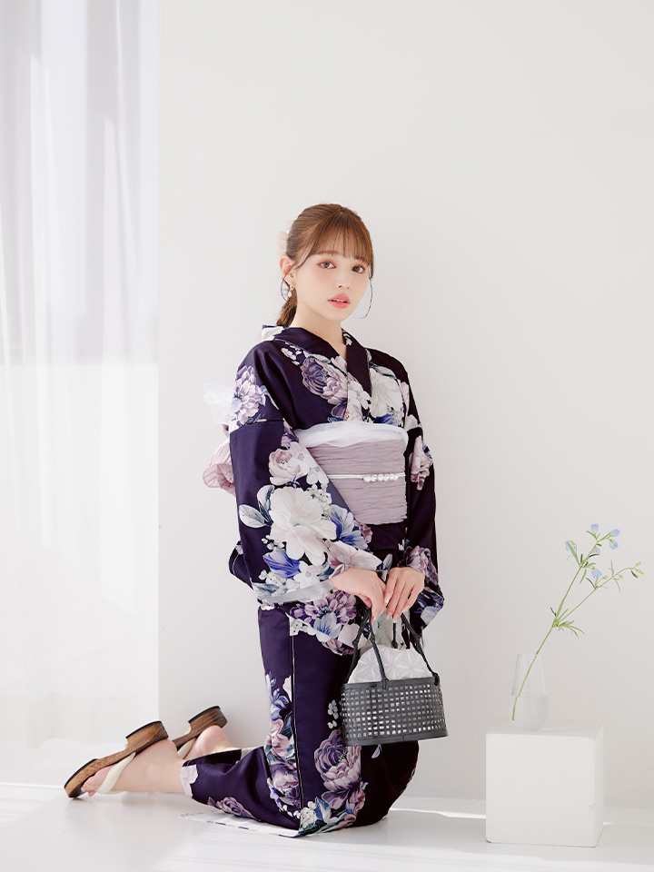 即日発送】クラシカルフラワーブーケ浴衣【浴衣3点セット 浴衣/帯