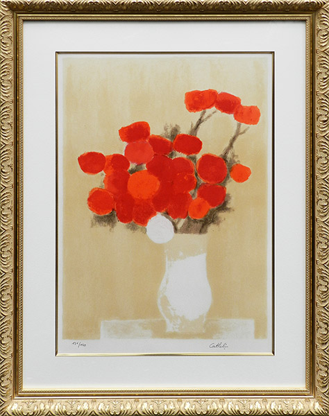 ⭕️⭕️ベルナール カトラン リトグラフ 白い花瓶のクリスマスローズ