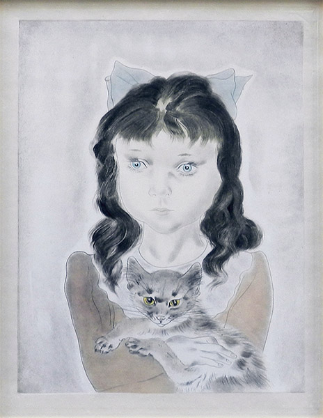 子供十態：猫を抱く少女（ビュイッソン証明印） - アート・絵画の販売