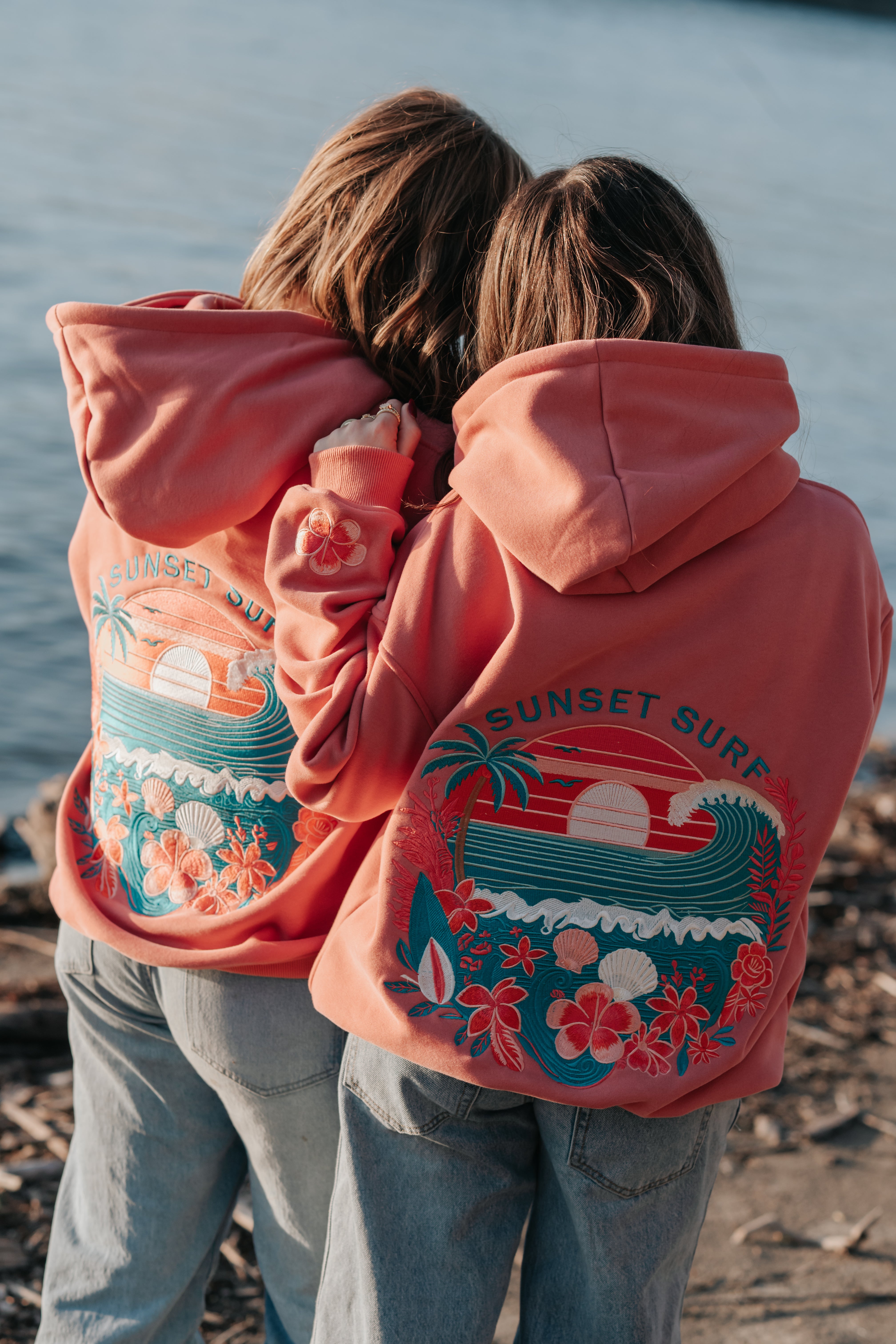 Coral Hibiscus Hoodie – SUNSET SURF APPAREL