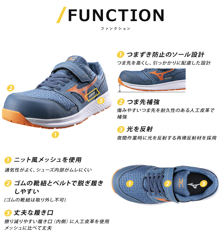 安全靴 安全スニーカー ミズノ F1GA2302 |サンワーク本店