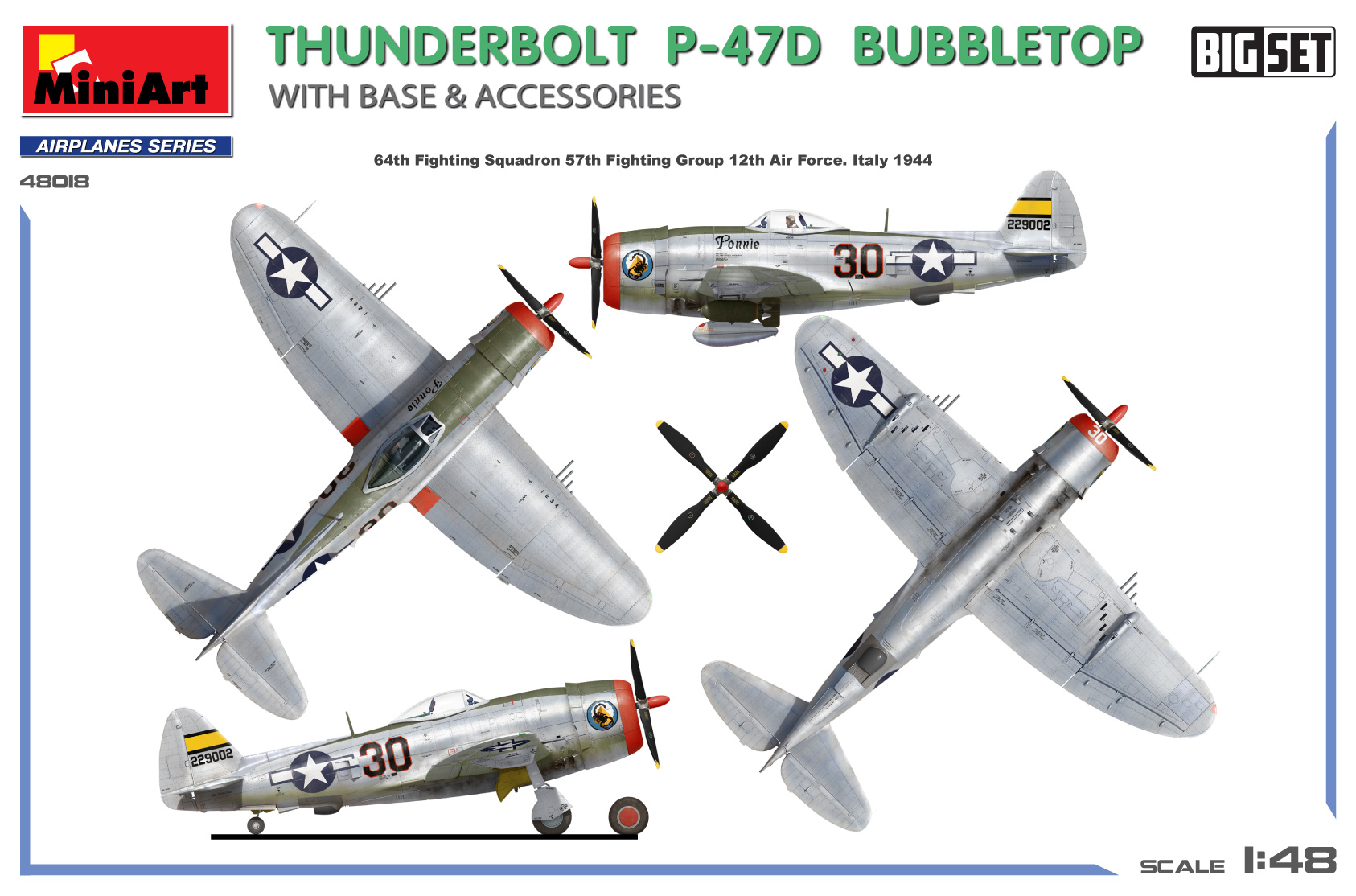 Republic P-47 D Thunderbolt Bubbletop with Base & Accessories