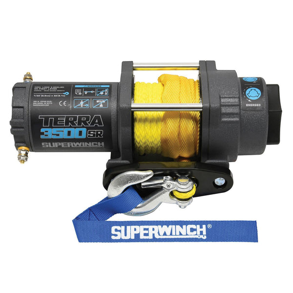 Terra 3500SR Powersports 3500lb 12V DC Winch with Synthetic Rope Textu