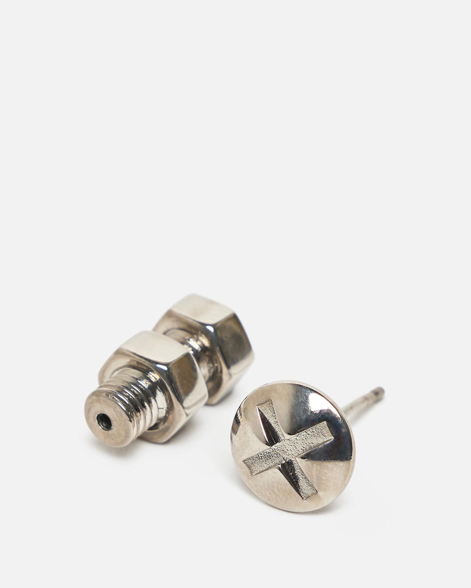 Bolt and Nut Screw Earring in Palladium – SVRN