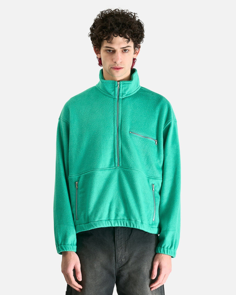 Pure Silk Comfort Fleece Half Zip Pullover in Jade Green – SVRN
