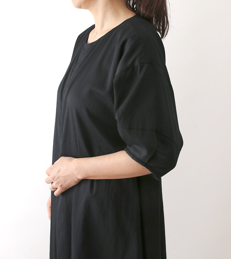 実物大型紙【No.6005】中心プリーツのバルーンスリーブワンピース(SML