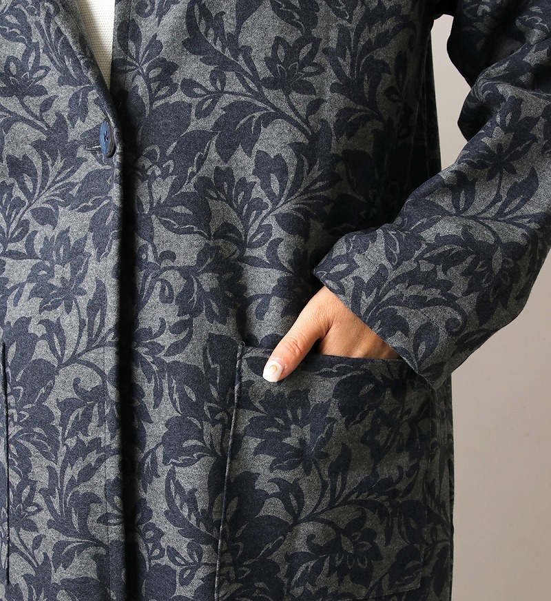 実物大型紙【No.645】変わり衿のアウトポケット付きコート(SML・2L) [M