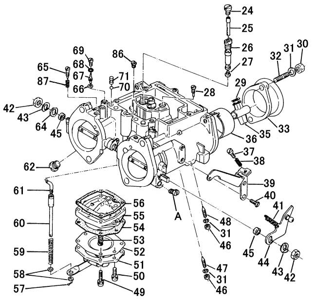 MIKUNI SOLEX S型 N40PHH 分解図・部品番号一覧