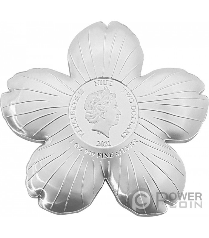 CHERRY BLOSSOM Shape World Enchanting Flower 1 Oz Silver Coin 2