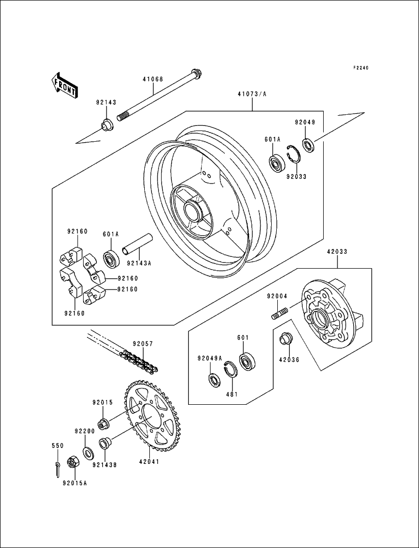 Powersports Kawasaki - ZX750 (NINJA ZX7R) 1998 - Rear Hub