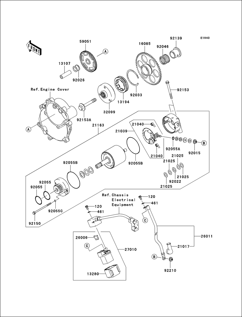 Powersports Kawasaki - ZX10R 2005 - Starter Motor