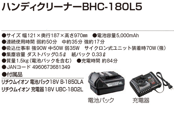 廃番・再入荷なし】京セラ ハンディークリーナー BHC-180L5 充電器