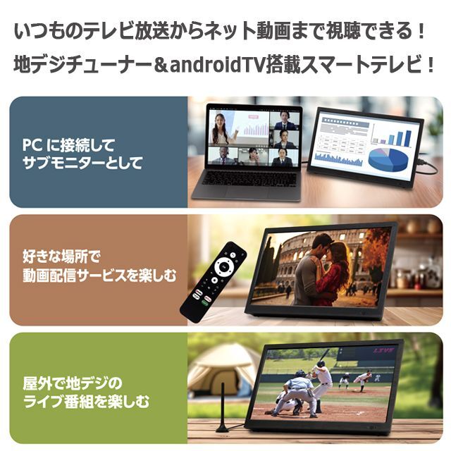 14インチ地デジチューナー搭載androidスマートテレビ