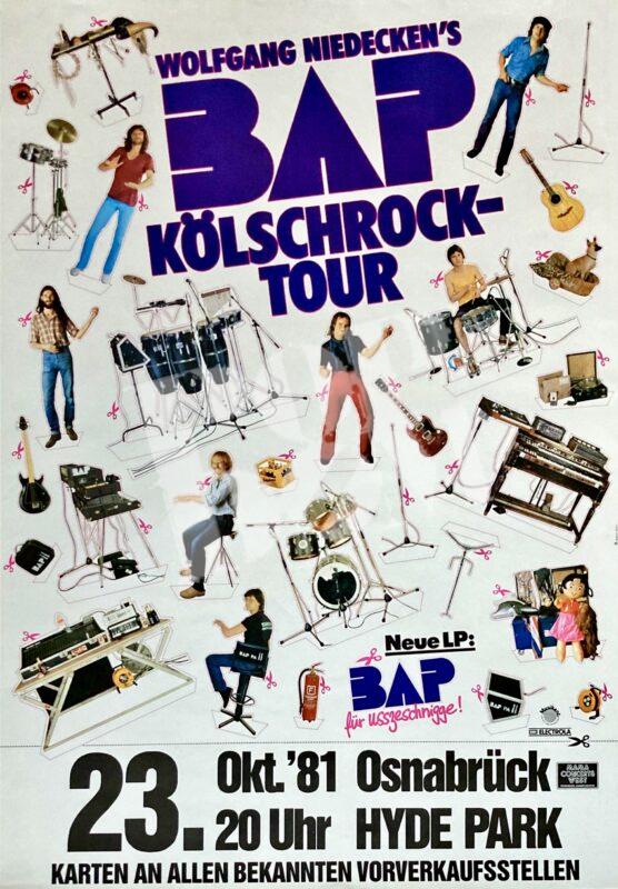 Wolfgang Niedecken´s BAP -Konzert Plakat Poster- 23.10.1981 Hyde