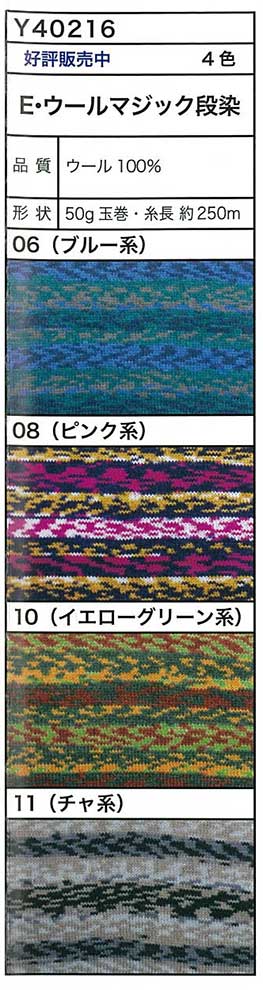 毛糸 中細 エクトリー毛糸 Y40216 Eウールマジック段染 1玉 毛 ウール