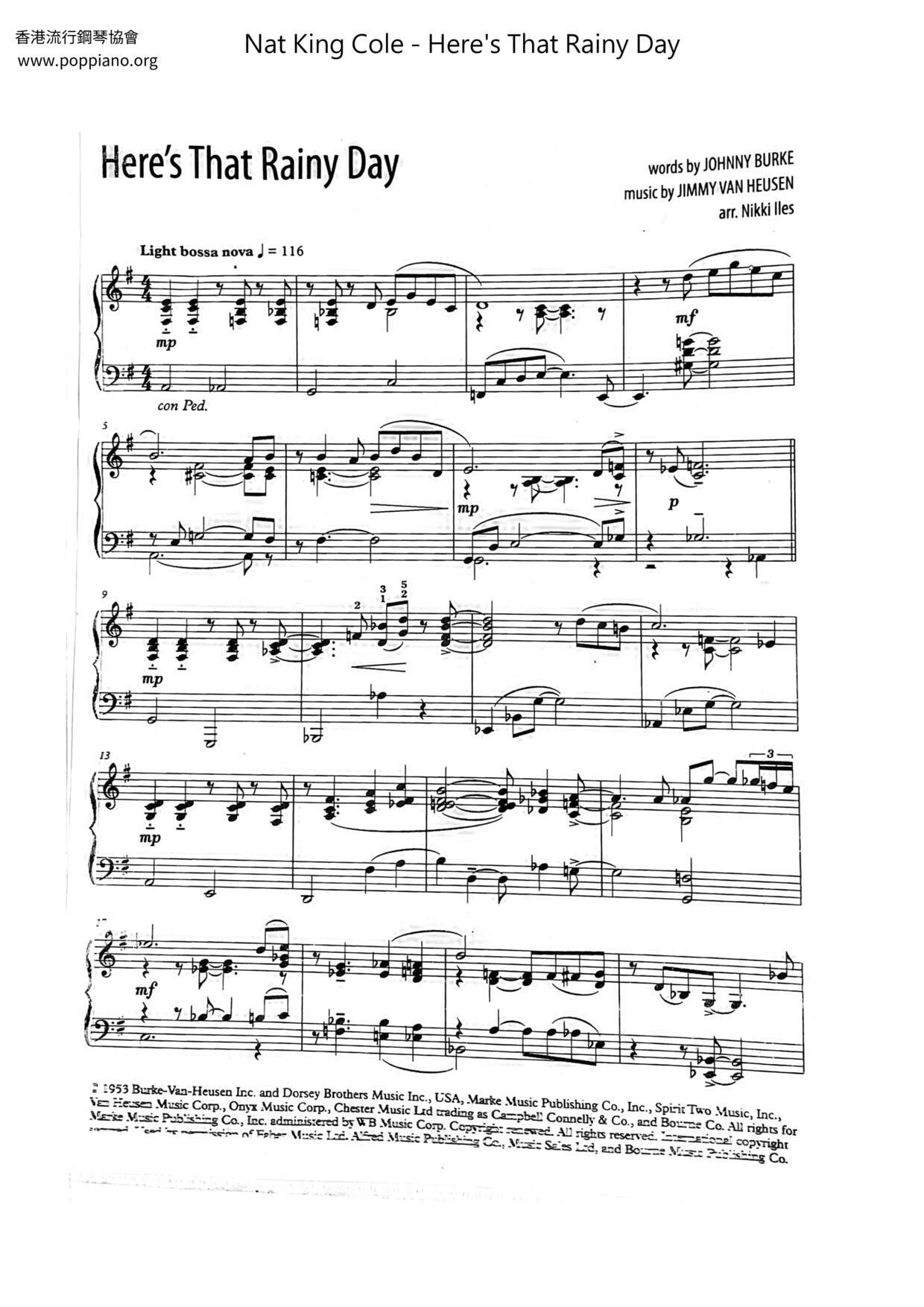 ☆ Here's That Rainy Day ( 楽譜) - PDF無料ピアノ譜 gakufu