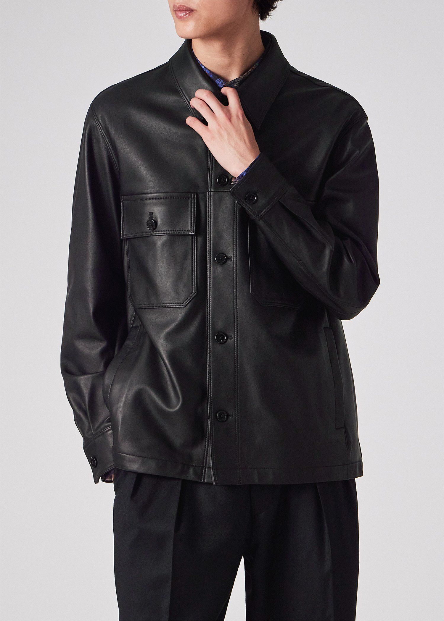 アシンメトリーポケット レザー ブルゾン ｜ポール・スミス